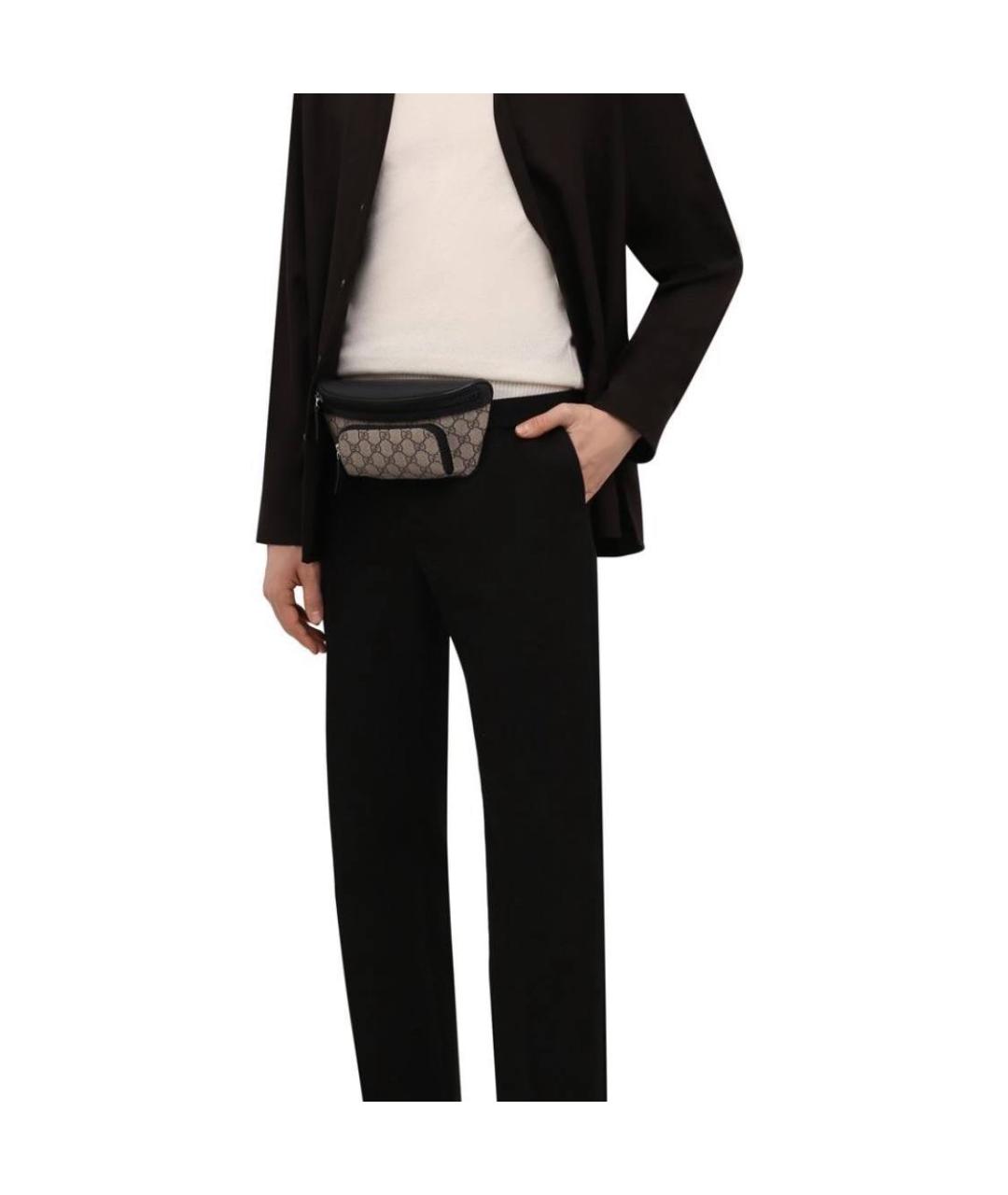 GUCCI Коричневая жаккардовая поясная сумка, фото 3