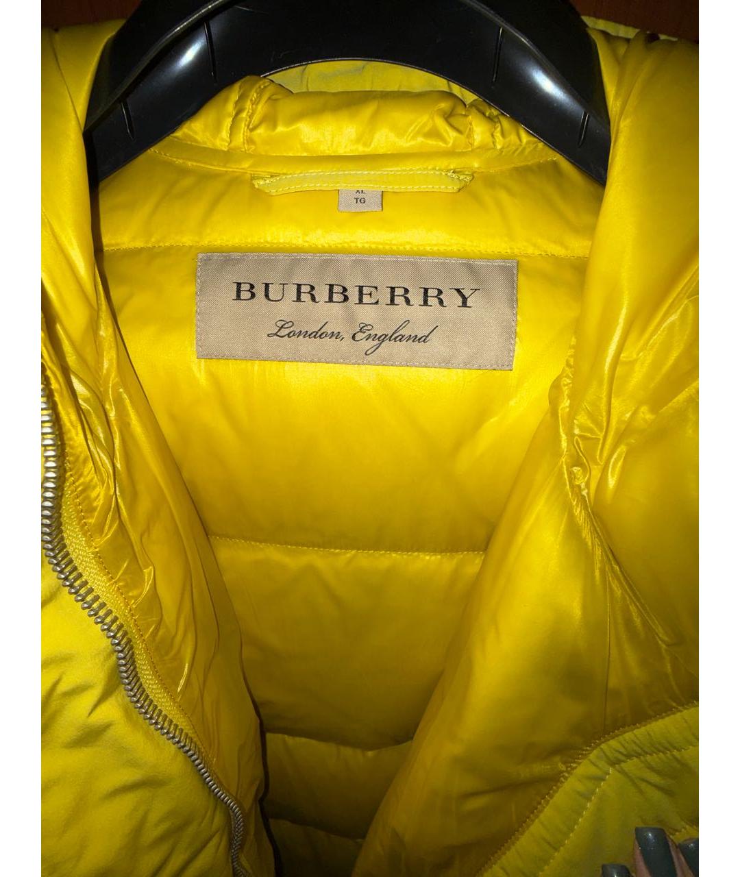 BURBERRY Желтый полиэстеровый пуховик, фото 3