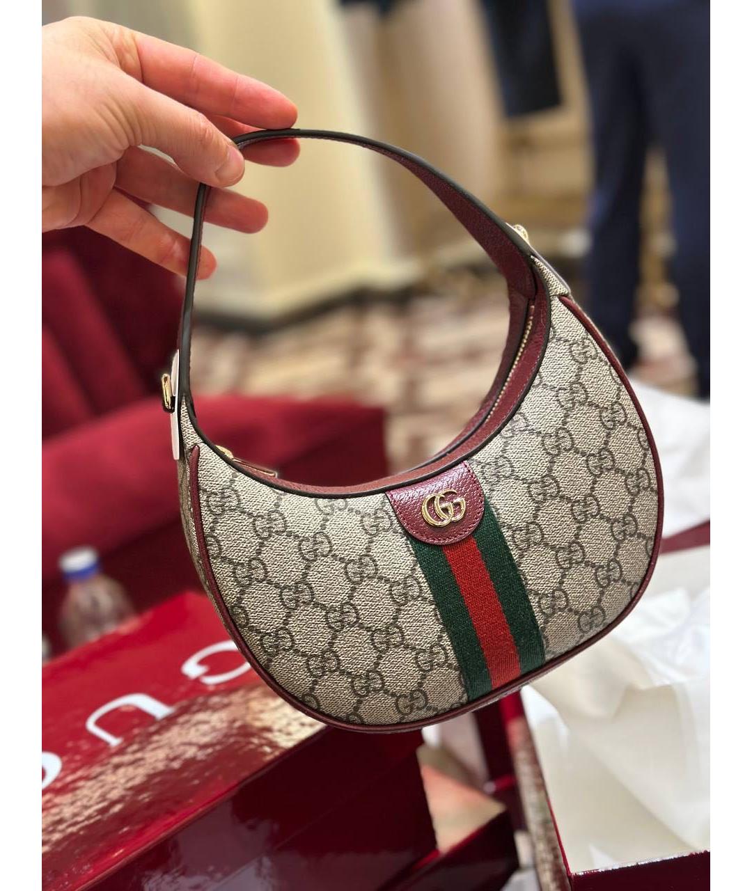 GUCCI Коричневая жаккардовая сумка через плечо, фото 3