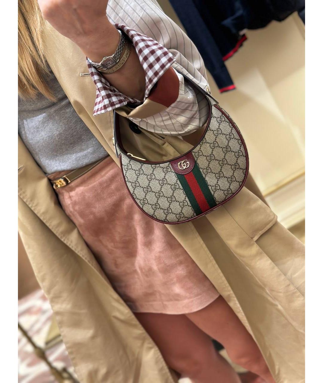 GUCCI Коричневая жаккардовая сумка через плечо, фото 2