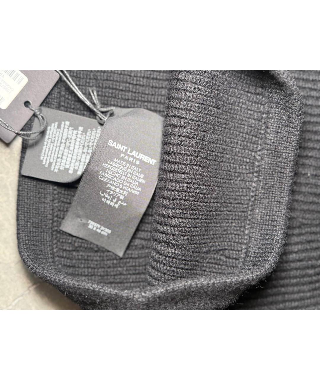 SAINT LAURENT Черная кашемировая шапка, фото 6