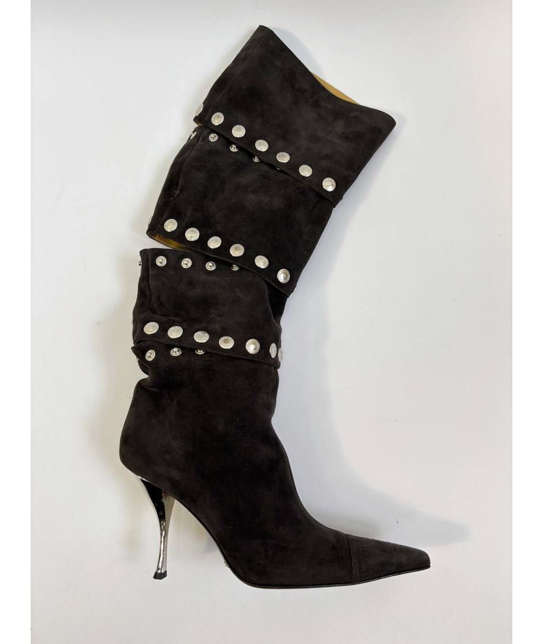 DOLCE&GABBANA Черные замшевые ботфорты, фото 9