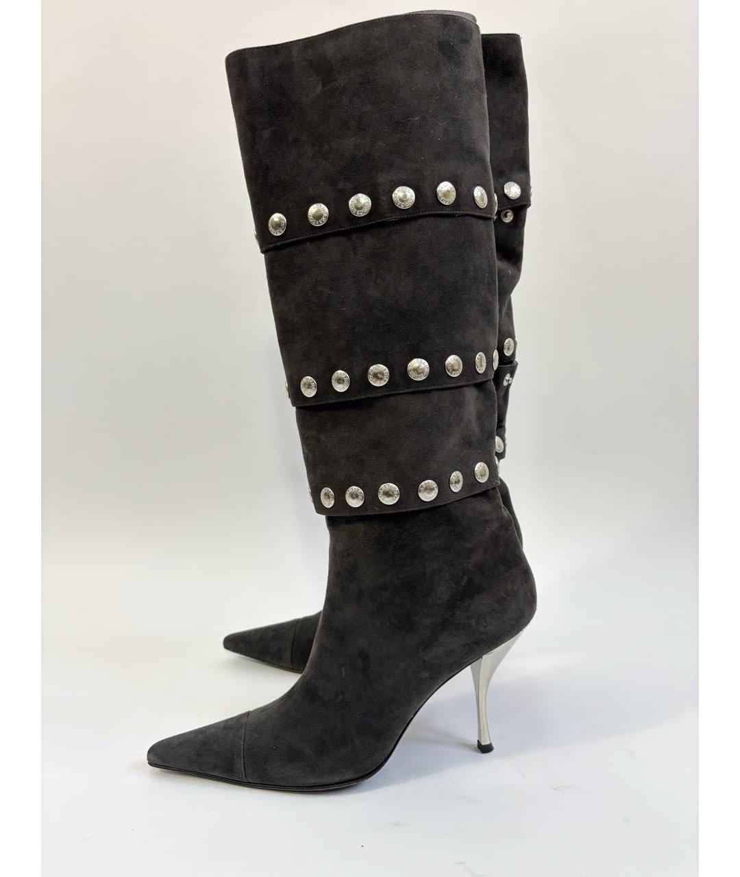 DOLCE&GABBANA Черные замшевые ботфорты, фото 7