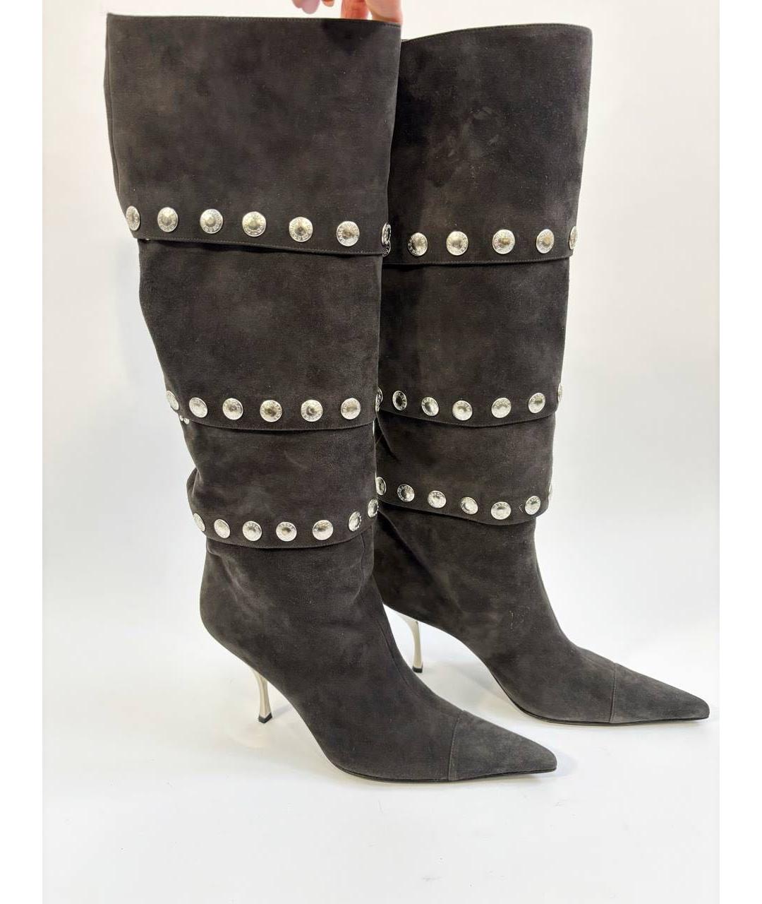 DOLCE&GABBANA Черные замшевые ботфорты, фото 2