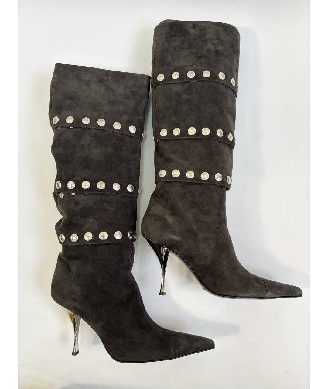 DOLCE&GABBANA Черные замшевые ботфорты, фото 8