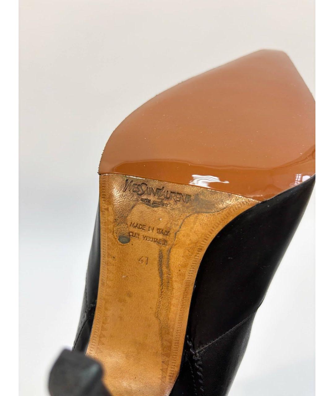 YVES SAINT LAURENT VINTAGE Черные кожаные сапоги, фото 5