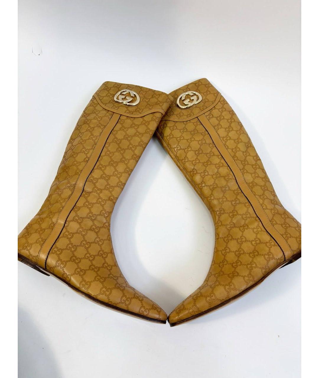 GUCCI Коричневые кожаные сапоги, фото 8