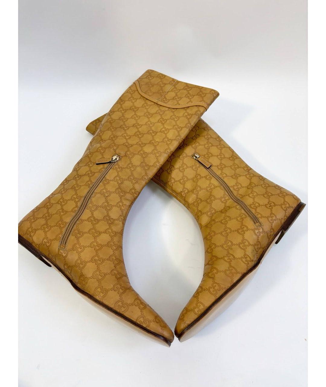 GUCCI Коричневые кожаные сапоги, фото 3