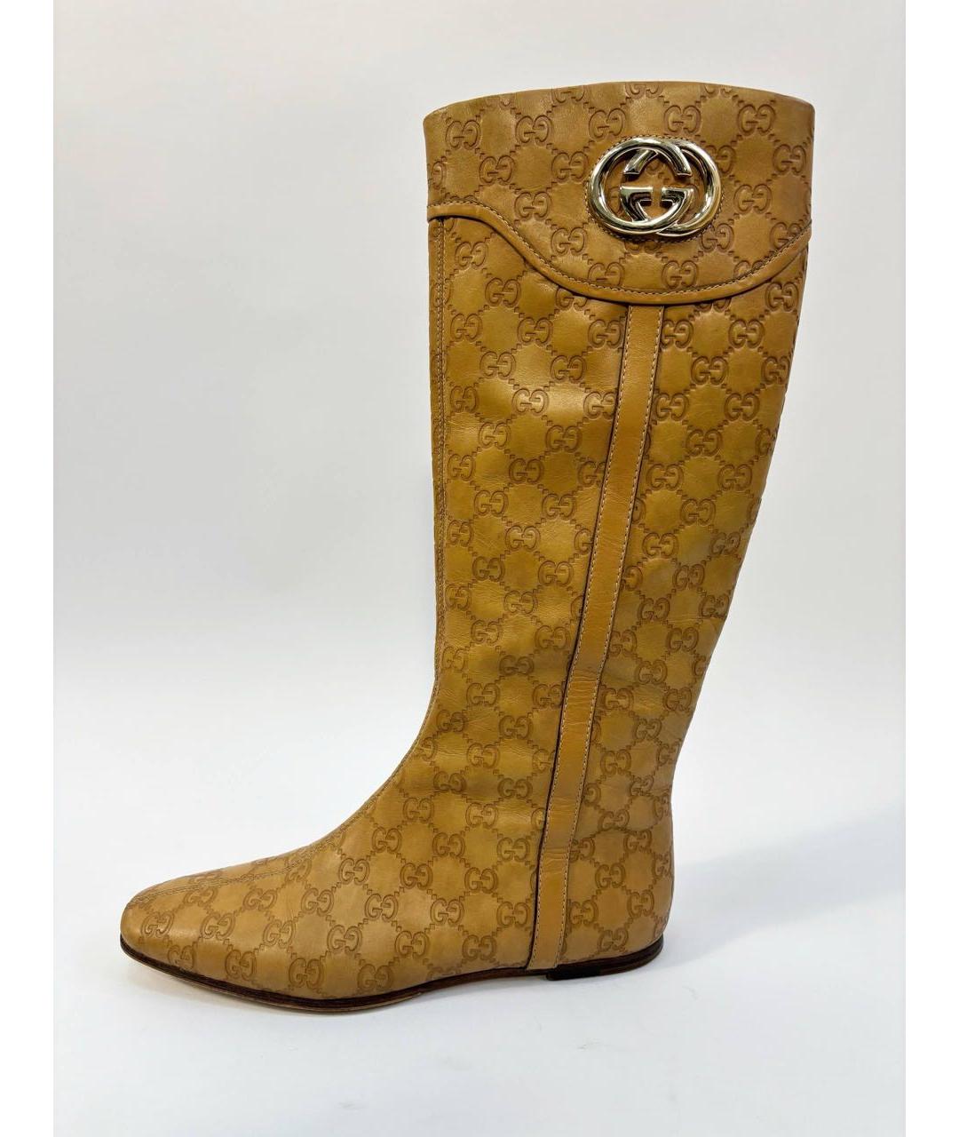 GUCCI Коричневые кожаные сапоги, фото 2