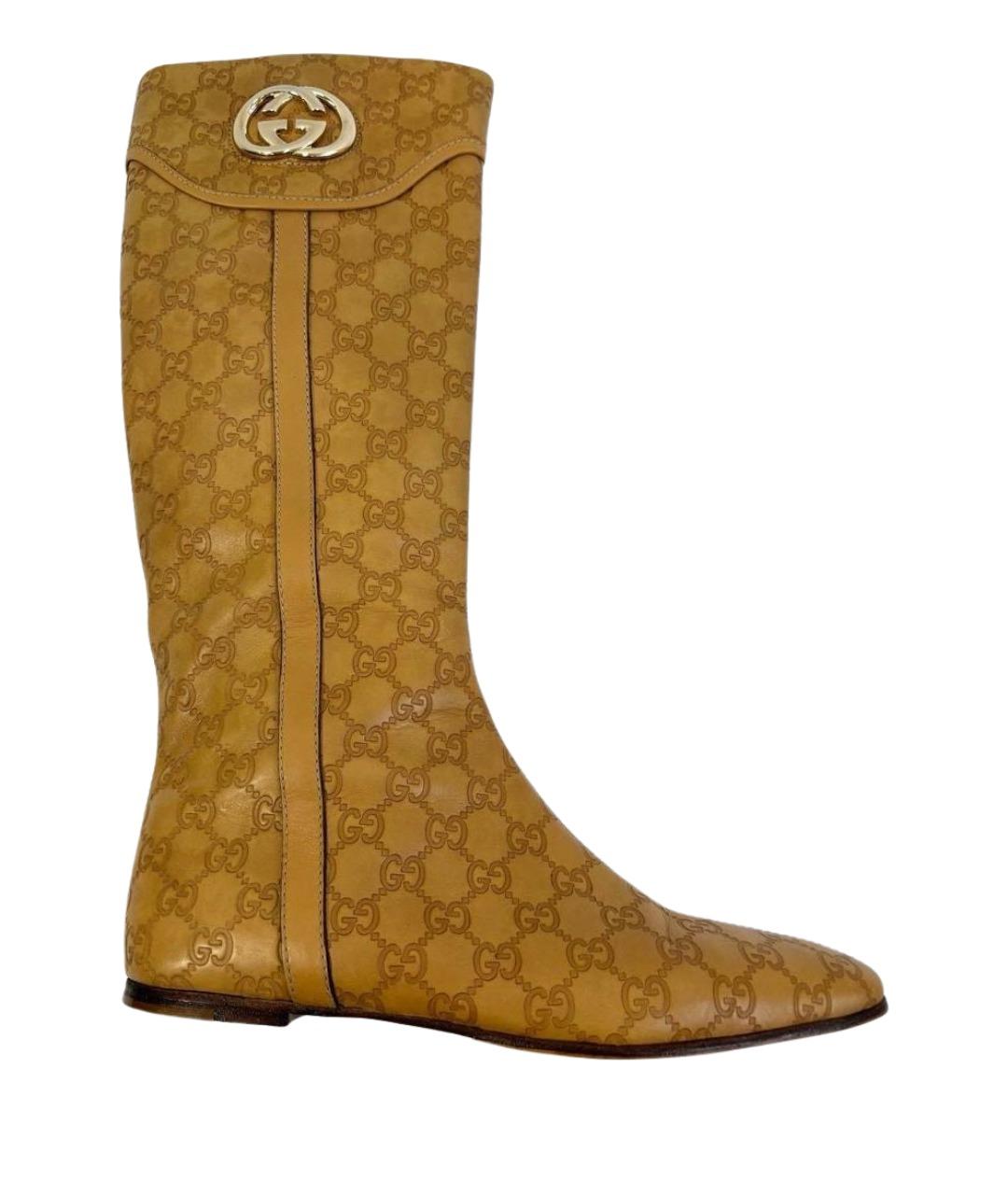 GUCCI Коричневые кожаные сапоги, фото 1