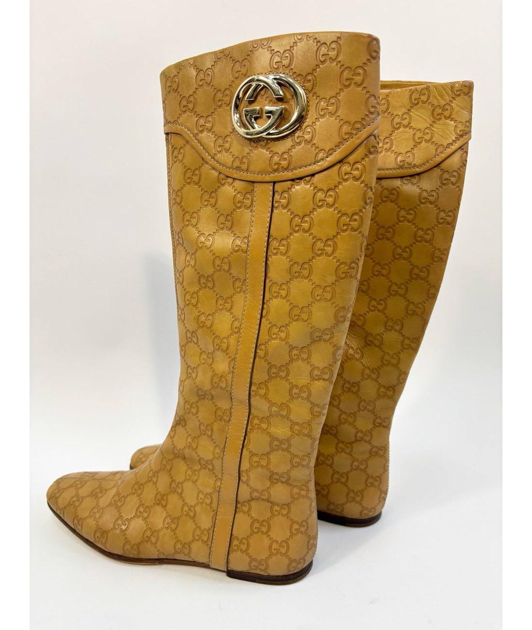 GUCCI Коричневые кожаные сапоги, фото 4