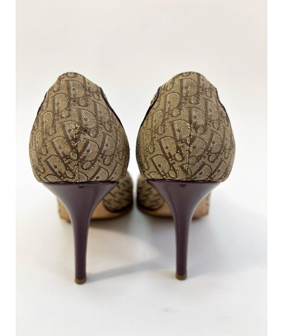 CHRISTIAN DIOR Коричневые текстильные туфли, фото 4