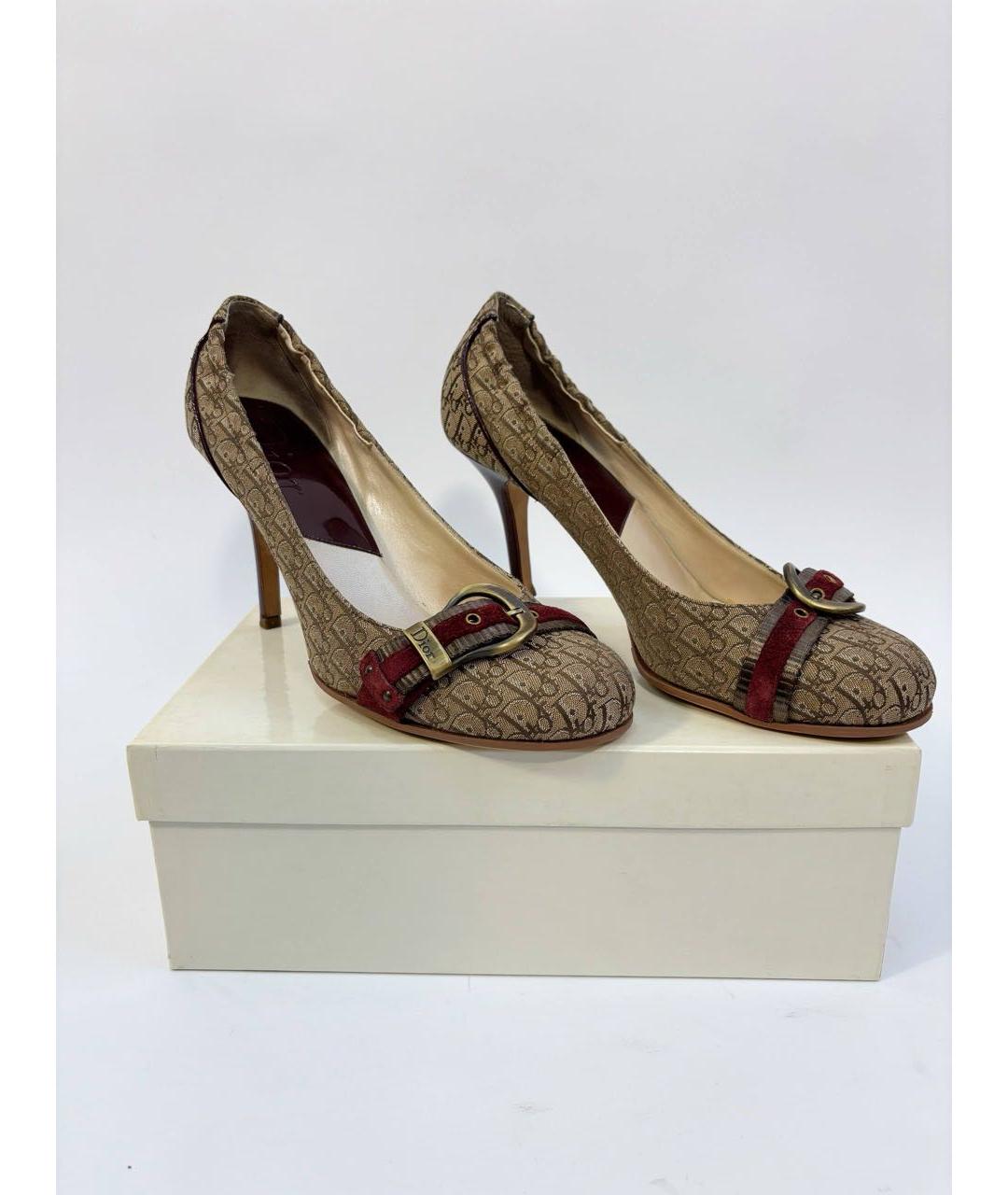 CHRISTIAN DIOR Коричневые текстильные туфли, фото 6