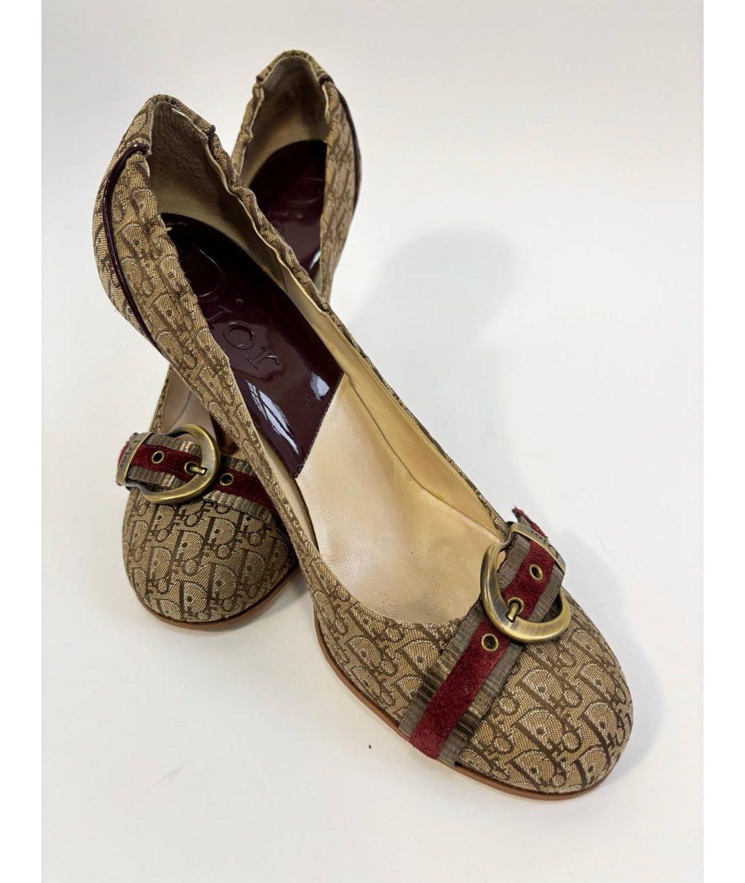 CHRISTIAN DIOR Коричневые текстильные туфли, фото 3