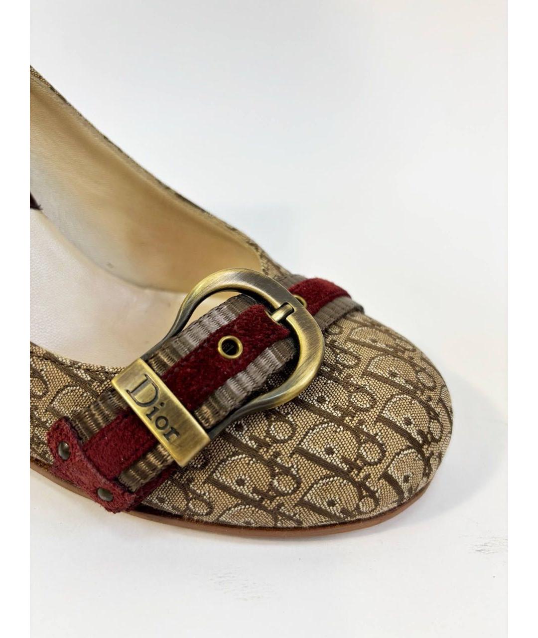 CHRISTIAN DIOR Коричневые текстильные туфли, фото 5