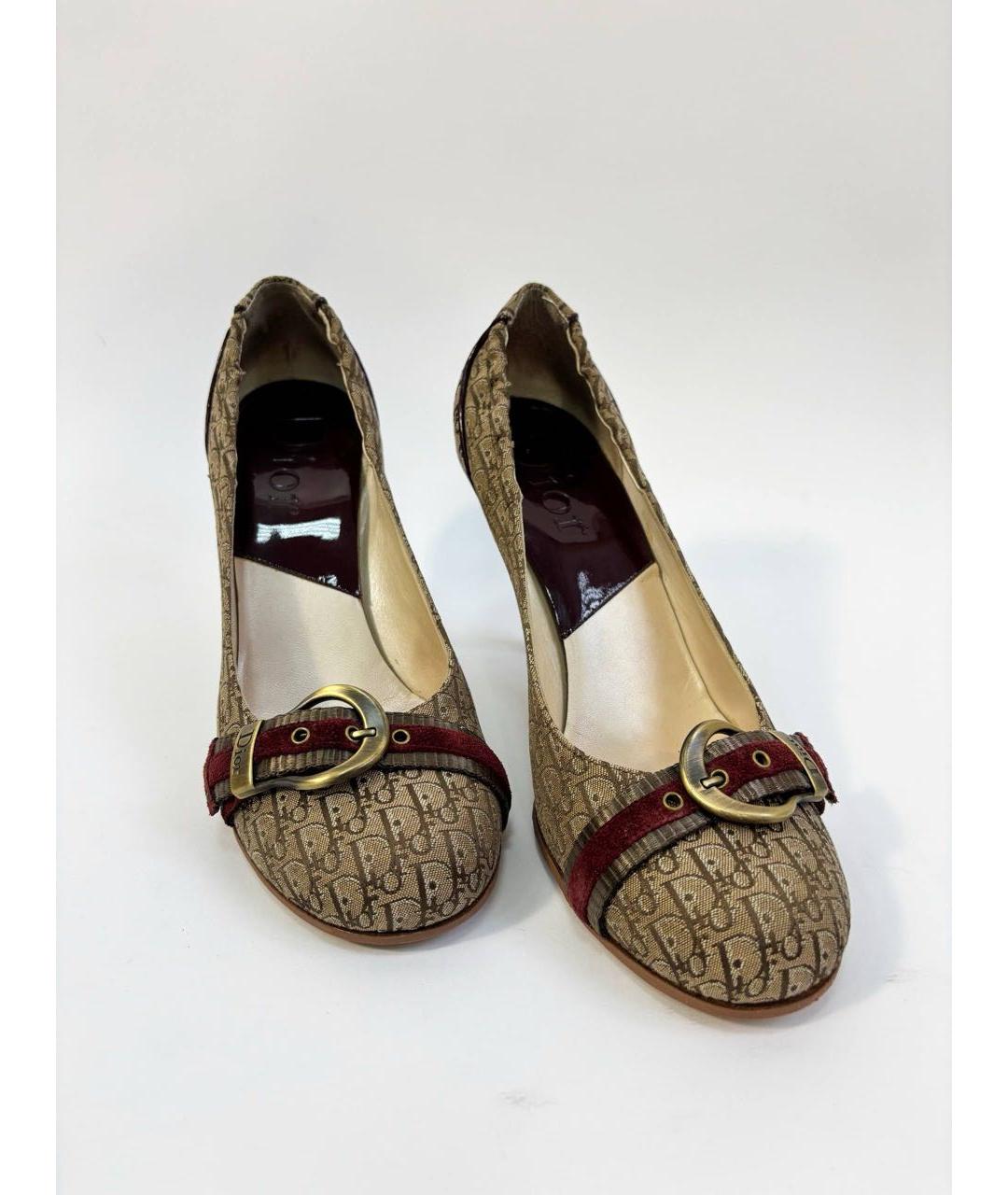 CHRISTIAN DIOR Коричневые текстильные туфли, фото 2