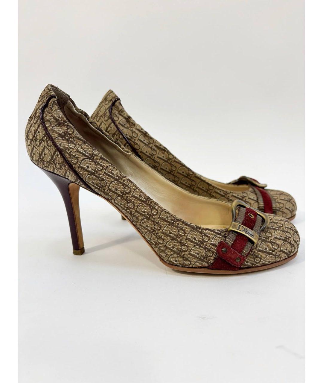 CHRISTIAN DIOR Коричневые текстильные туфли, фото 7