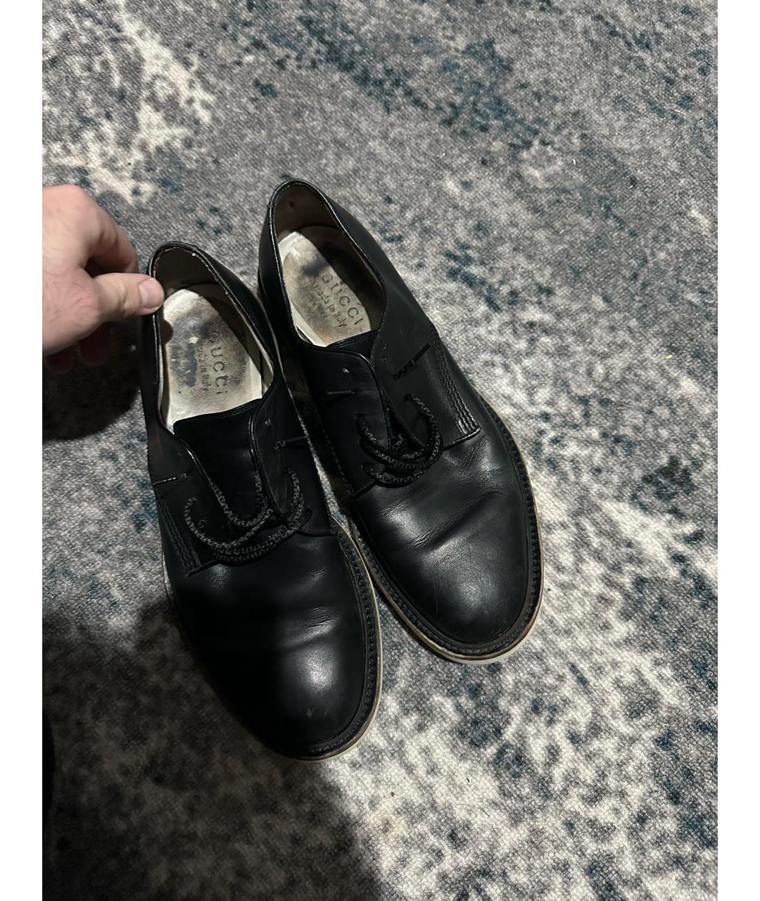 GUCCI Черные кожаные туфли, фото 2