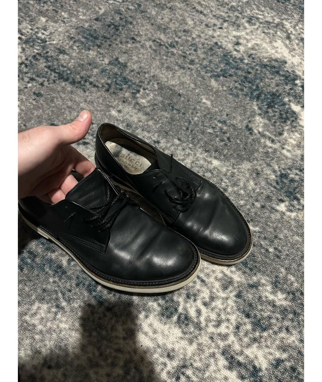 GUCCI Черные кожаные туфли, фото 3