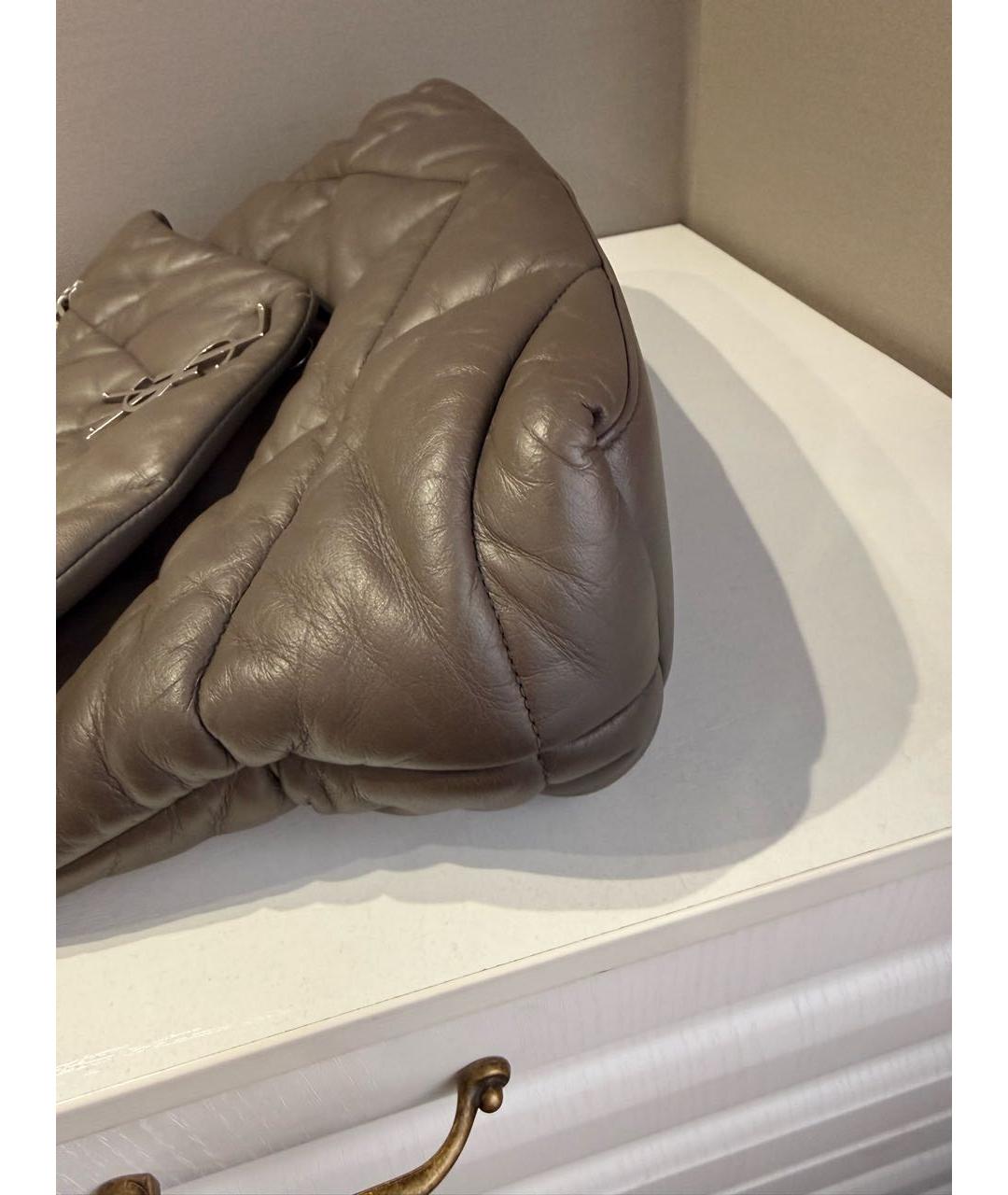 SAINT LAURENT Антрацитовая кожаная сумка через плечо, фото 5