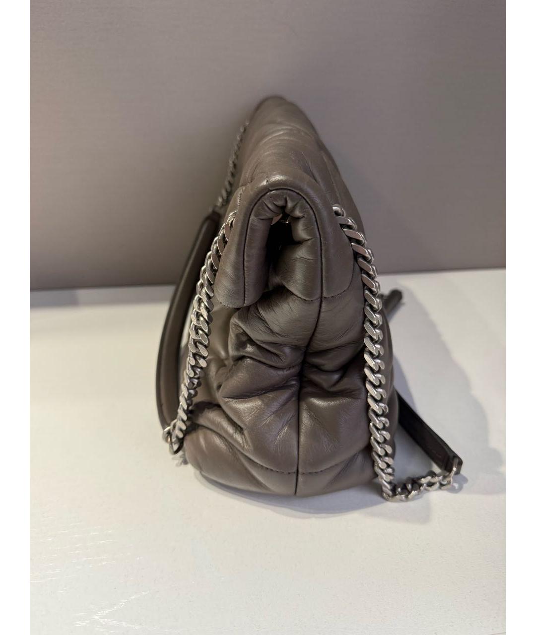 SAINT LAURENT Антрацитовая кожаная сумка через плечо, фото 7