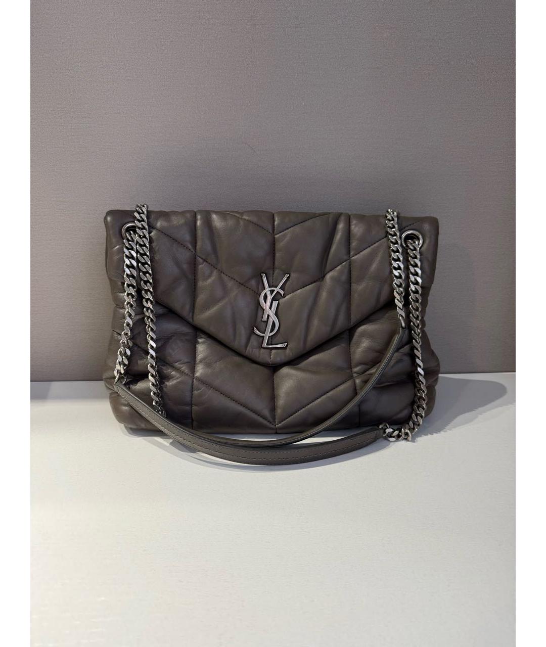 SAINT LAURENT Антрацитовая кожаная сумка через плечо, фото 9