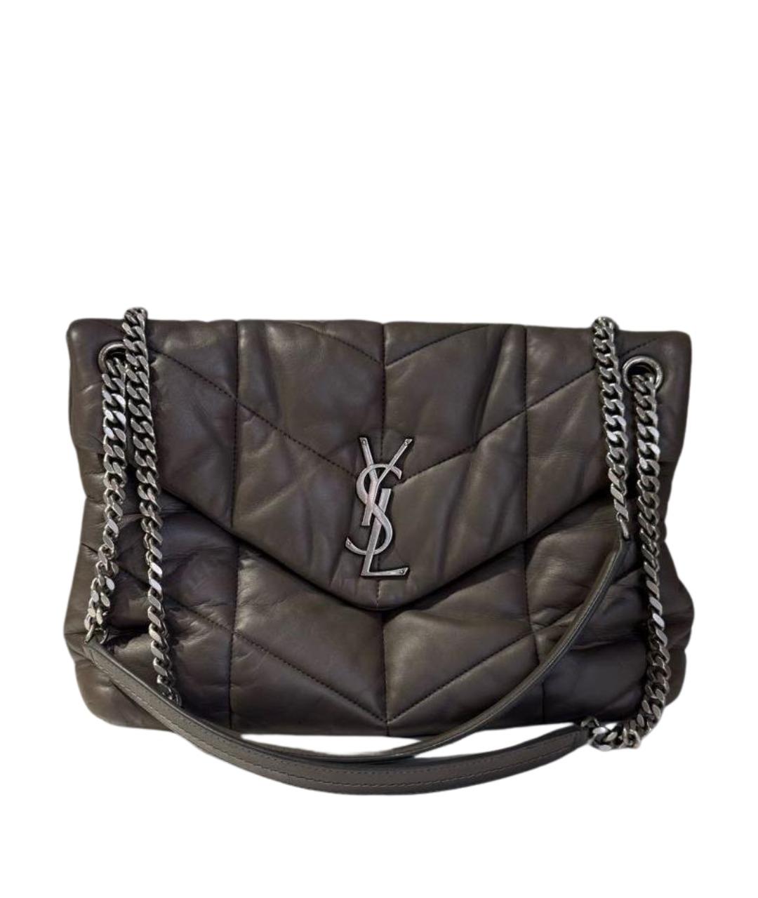 SAINT LAURENT Антрацитовая кожаная сумка через плечо, фото 1