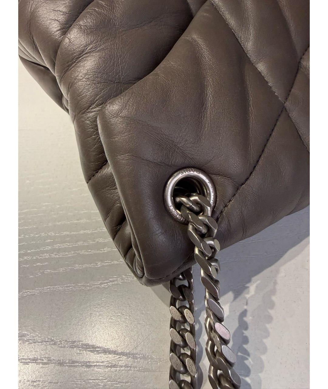 SAINT LAURENT Антрацитовая кожаная сумка через плечо, фото 6