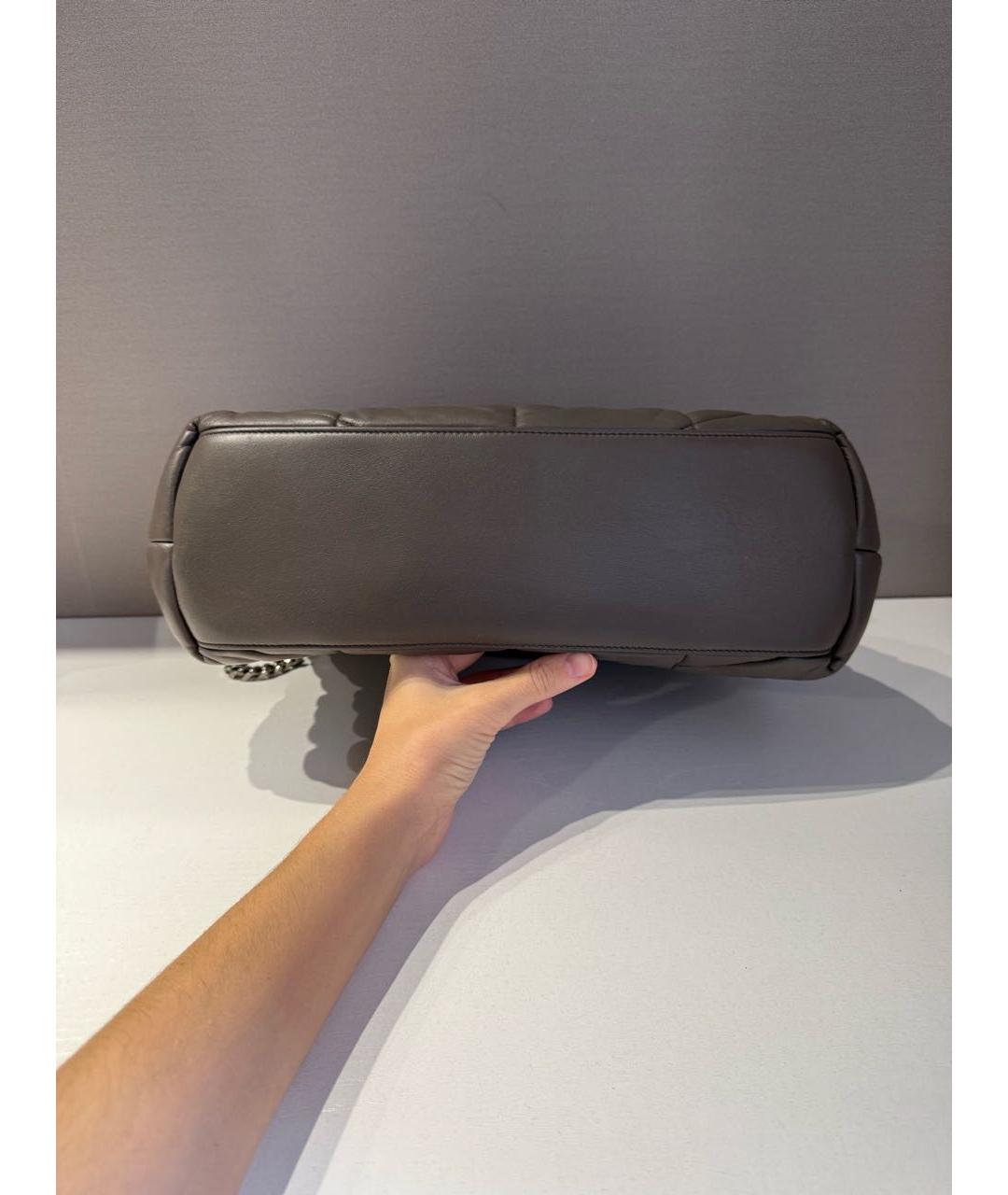 SAINT LAURENT Антрацитовая кожаная сумка через плечо, фото 3