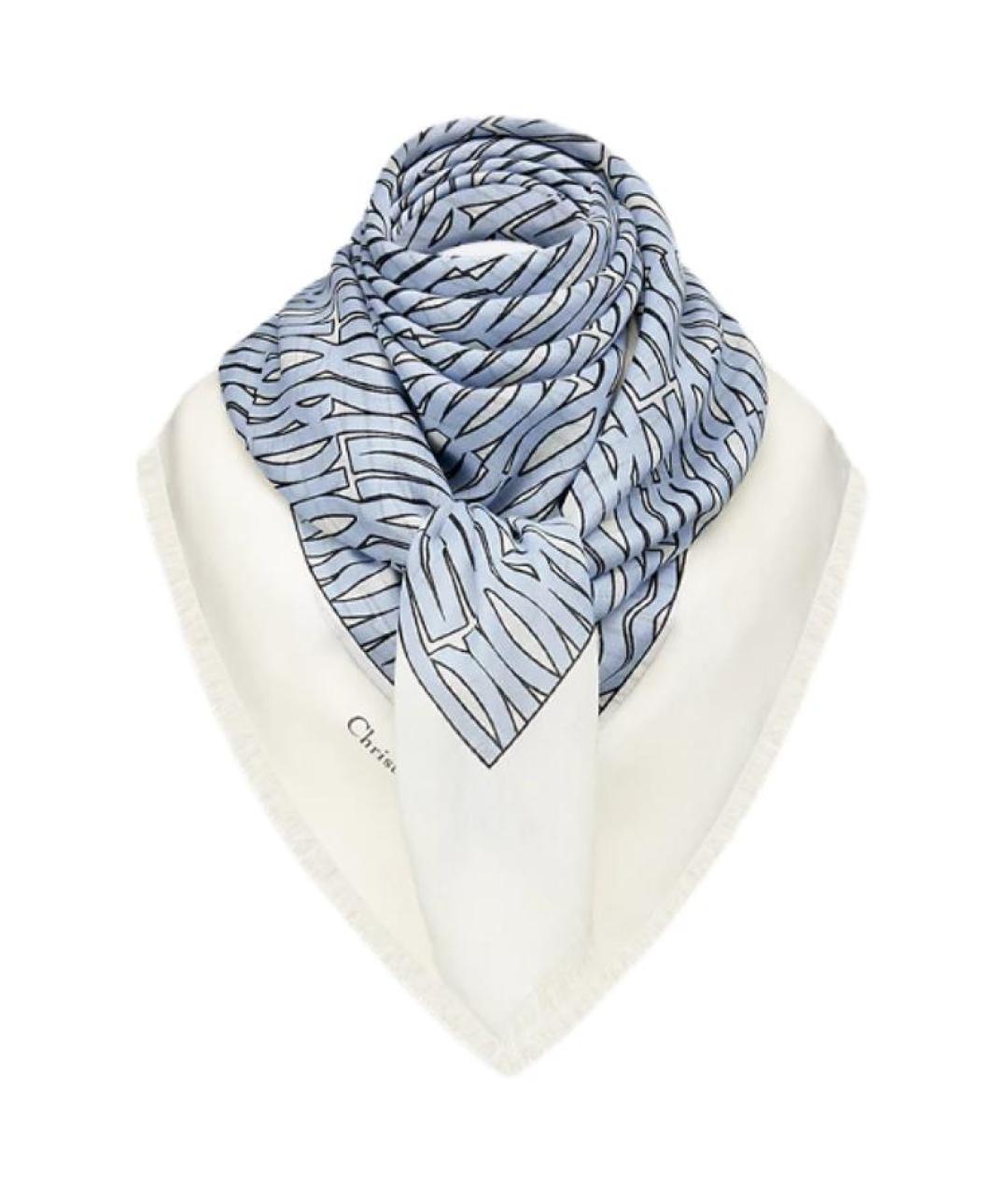 CHRISTIAN DIOR Голубой шерстяной платок, фото 2