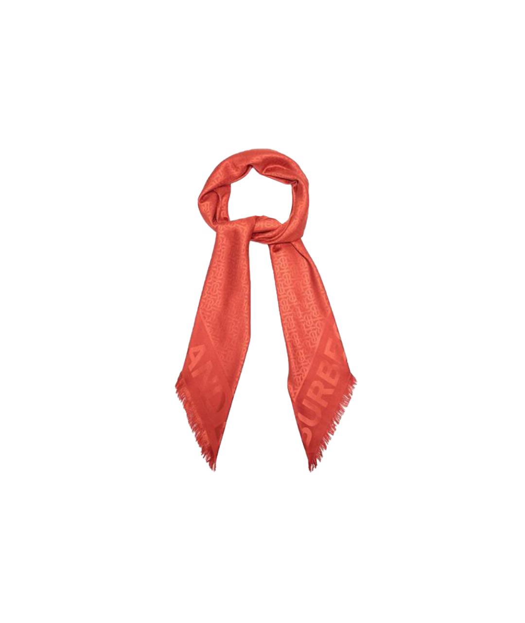 BURBERRY Красный шелковый шарф, фото 3