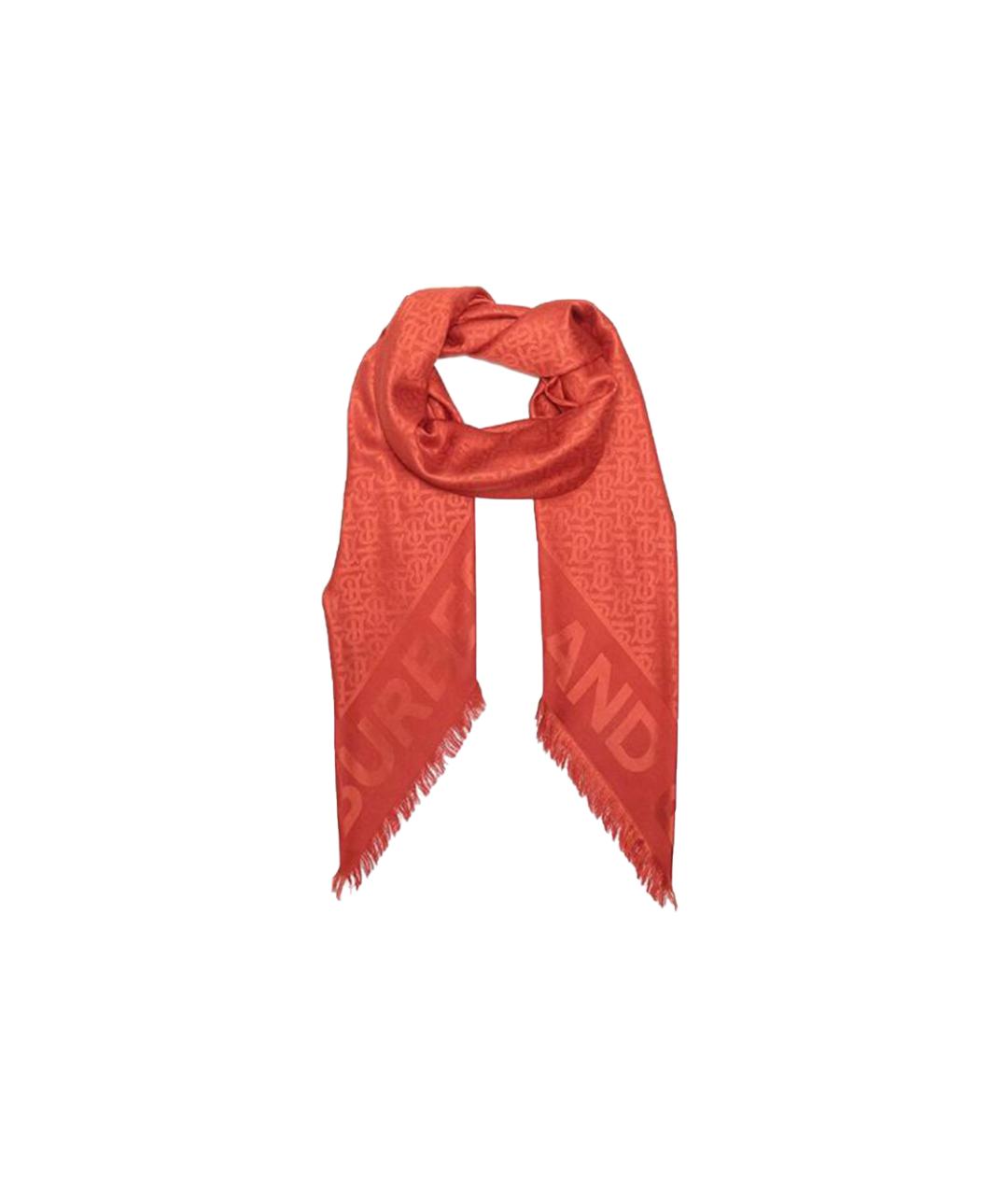 BURBERRY Красный шелковый шарф, фото 6