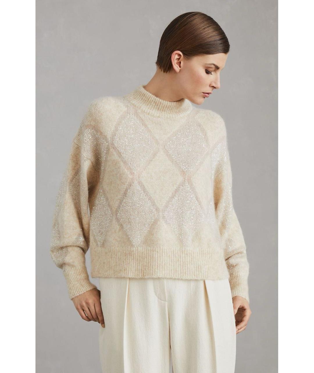 BRUNELLO CUCINELLI Бежевый шерстяной джемпер / свитер, фото 6