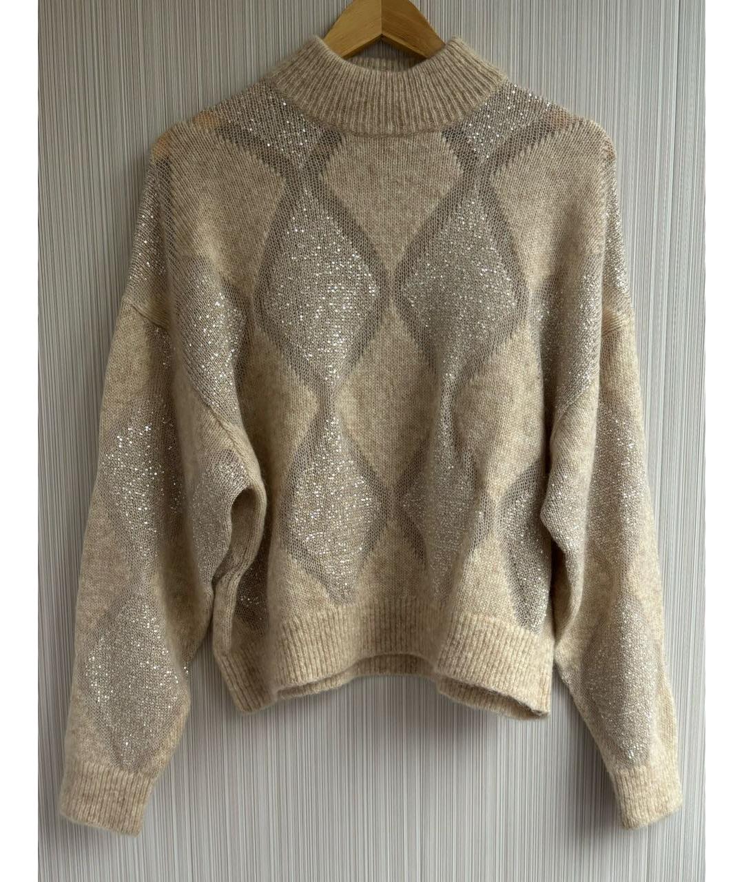 BRUNELLO CUCINELLI Бежевый шерстяной джемпер / свитер, фото 2