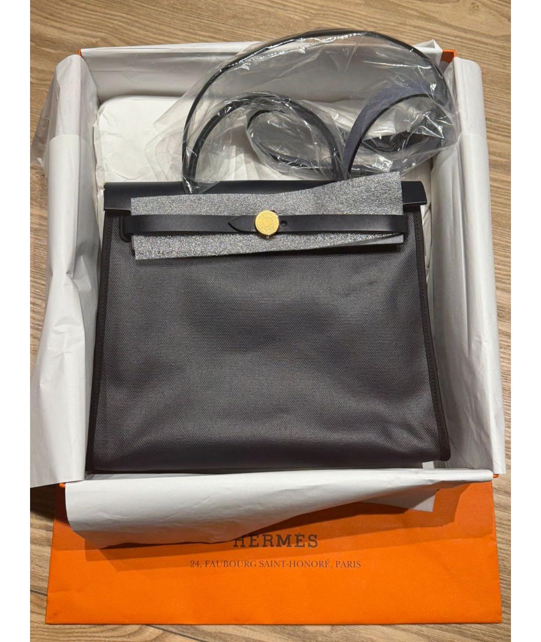 HERMES Черная кожаная сумка с короткими ручками, фото 7