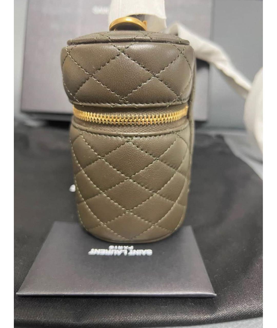 SAINT LAURENT Хаки кожаная сумка через плечо, фото 4