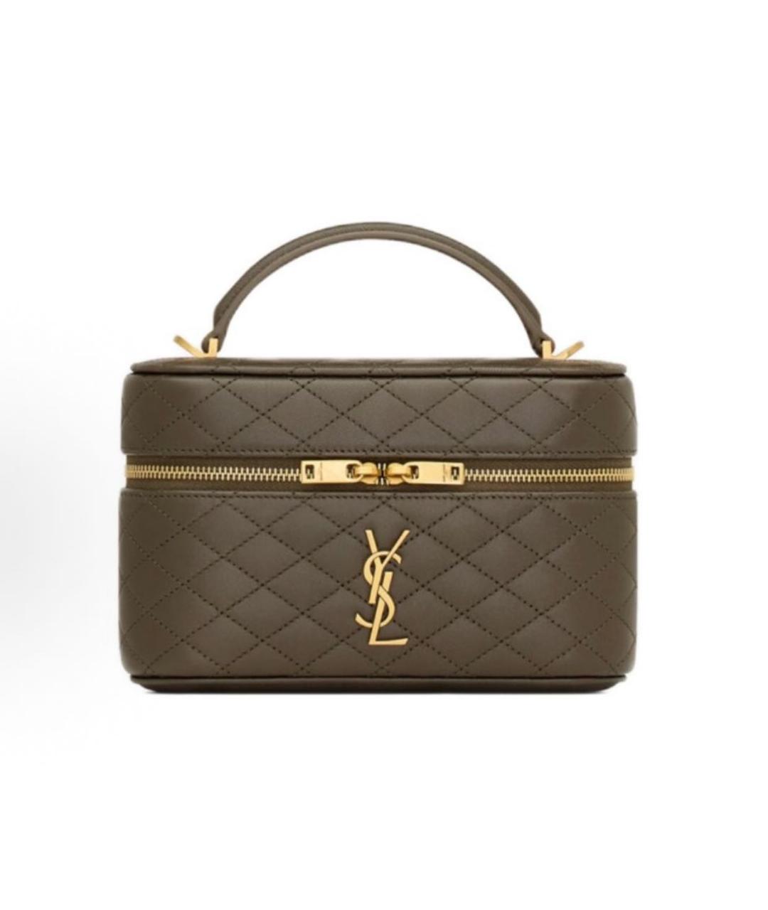 SAINT LAURENT Хаки кожаная сумка через плечо, фото 7