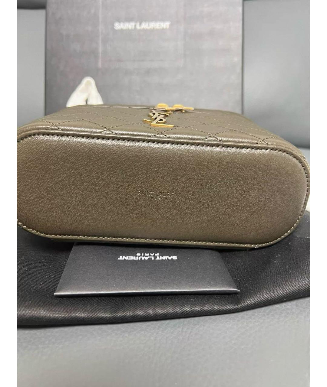 SAINT LAURENT Хаки кожаная сумка через плечо, фото 6