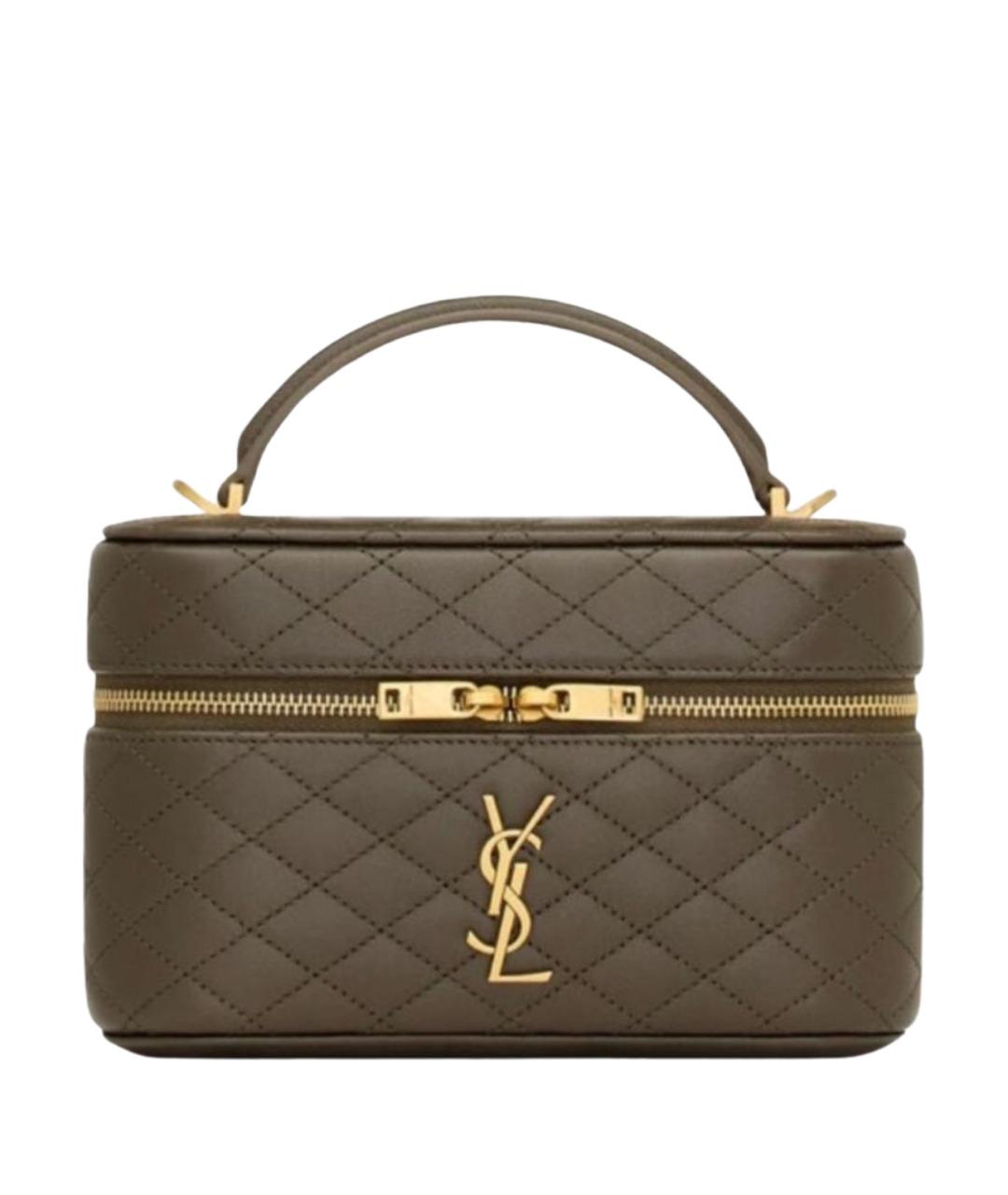 SAINT LAURENT Хаки кожаная сумка через плечо, фото 1