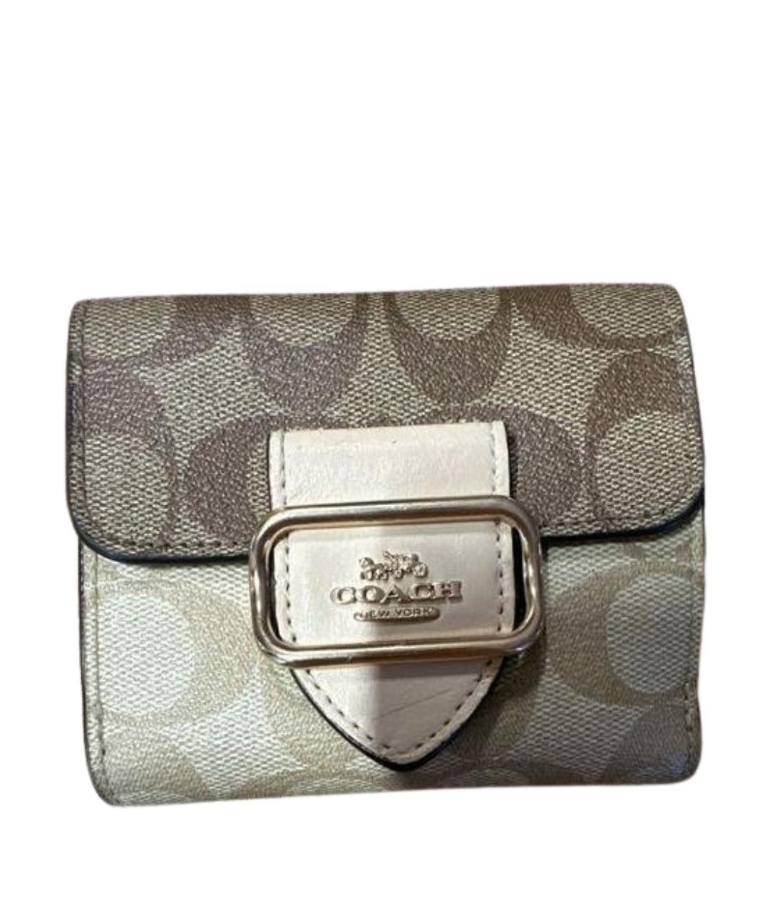 COACH Бежевый кожаный кошелек, фото 1