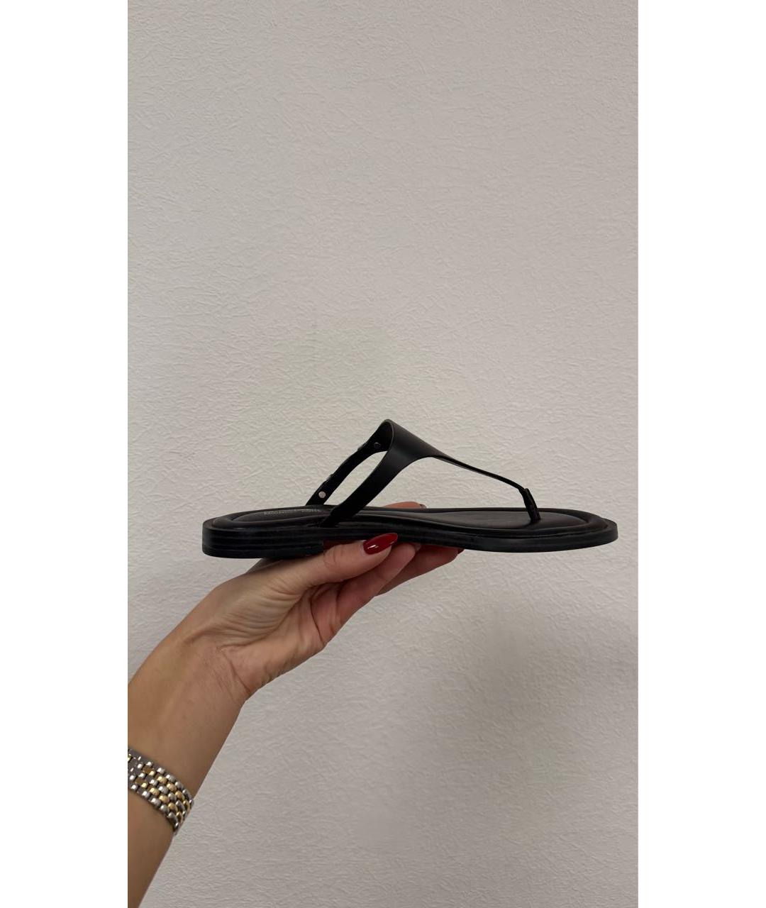 MICHAEL KORS Черные кожаные шлепанцы, фото 4