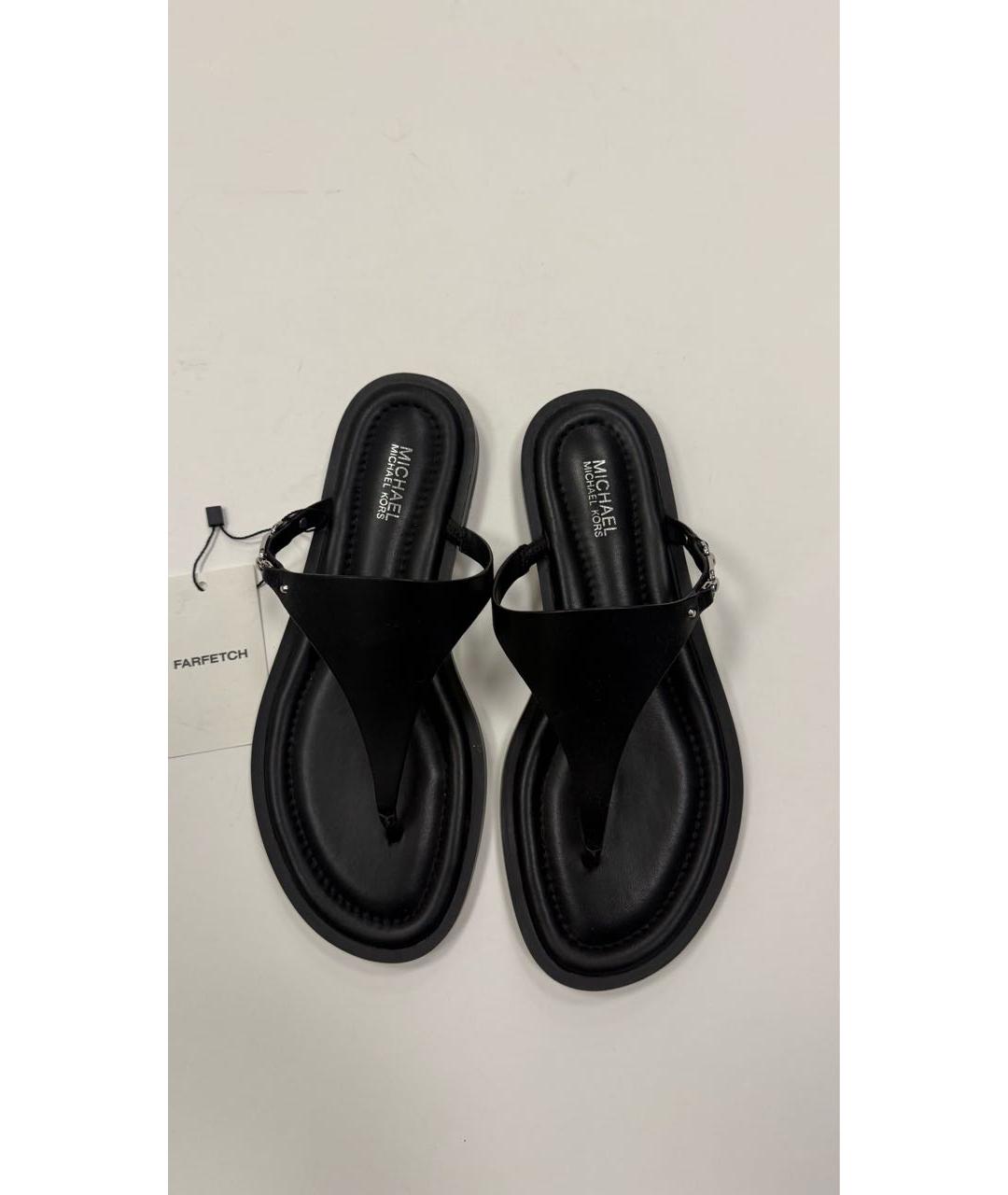 MICHAEL KORS Черные кожаные шлепанцы, фото 2