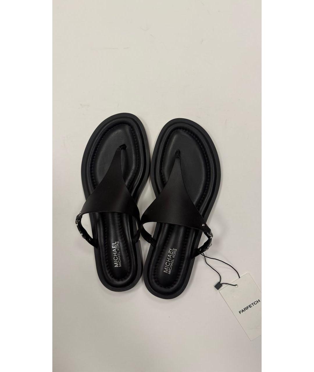 MICHAEL KORS Черные кожаные шлепанцы, фото 3