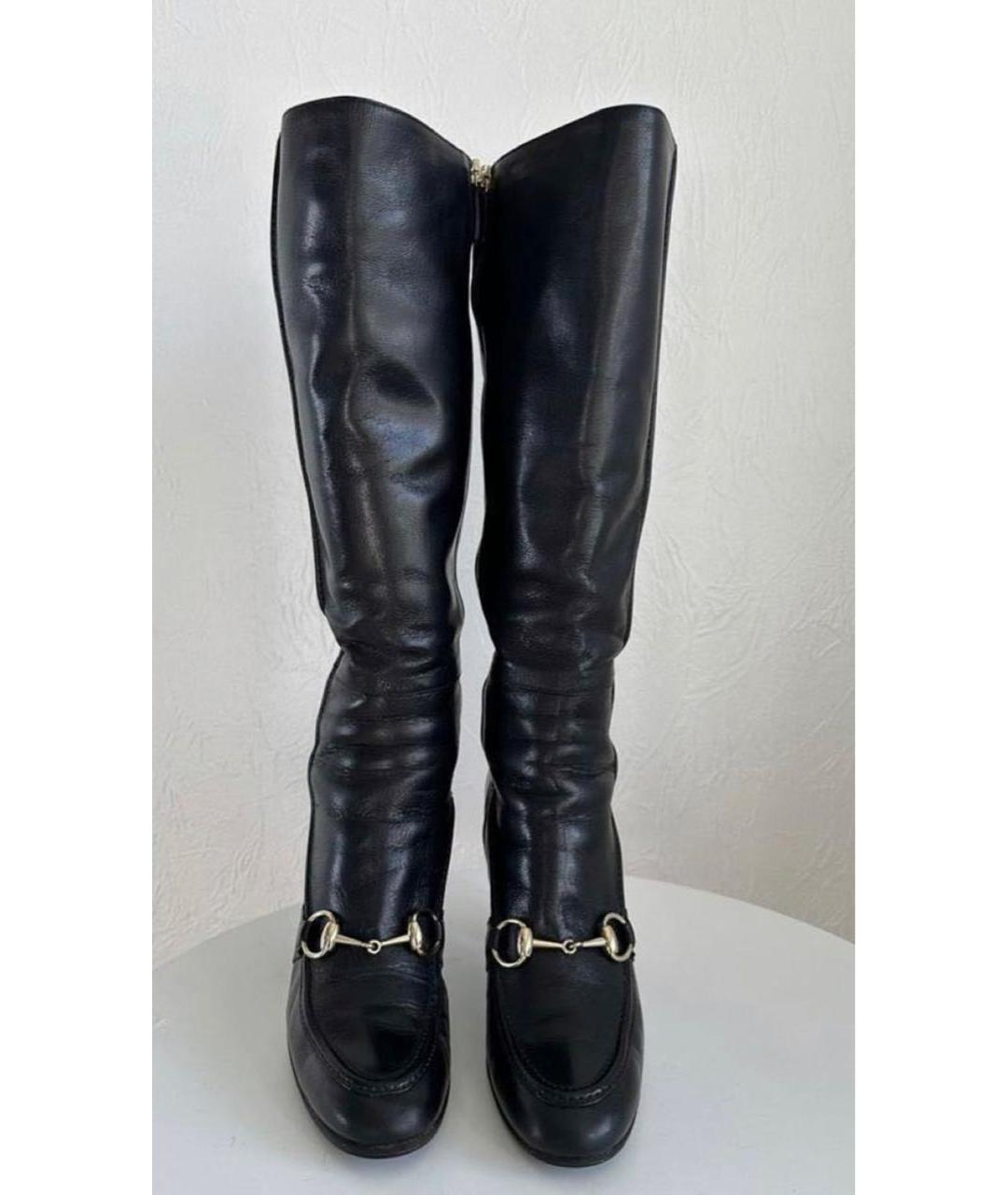 GUCCI Черные кожаные сапоги, фото 2
