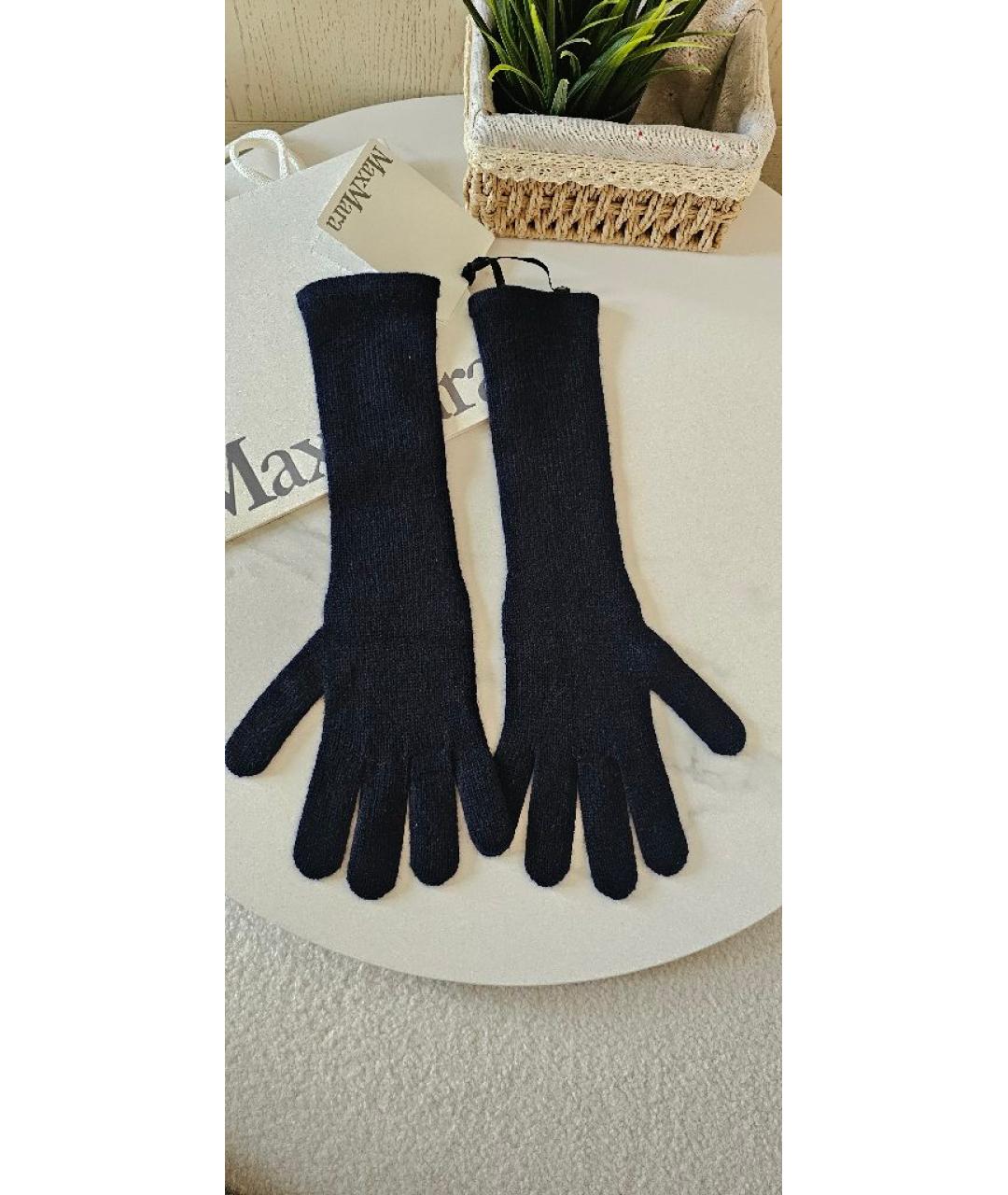 MAX MARA Темно-синие кашемировые перчатки, фото 10