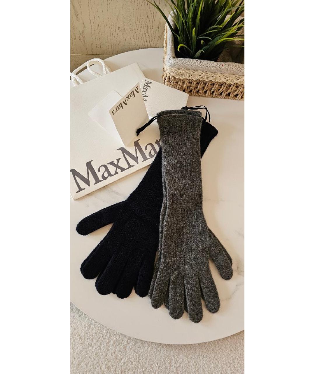 MAX MARA Темно-синие кашемировые перчатки, фото 6