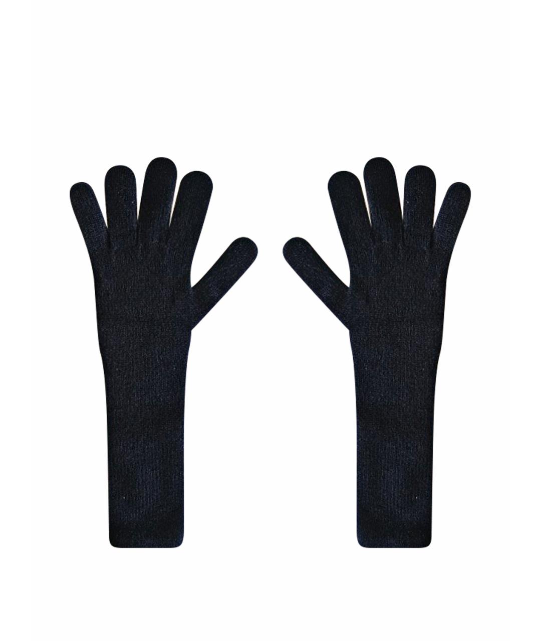 MAX MARA Темно-синие кашемировые перчатки, фото 1