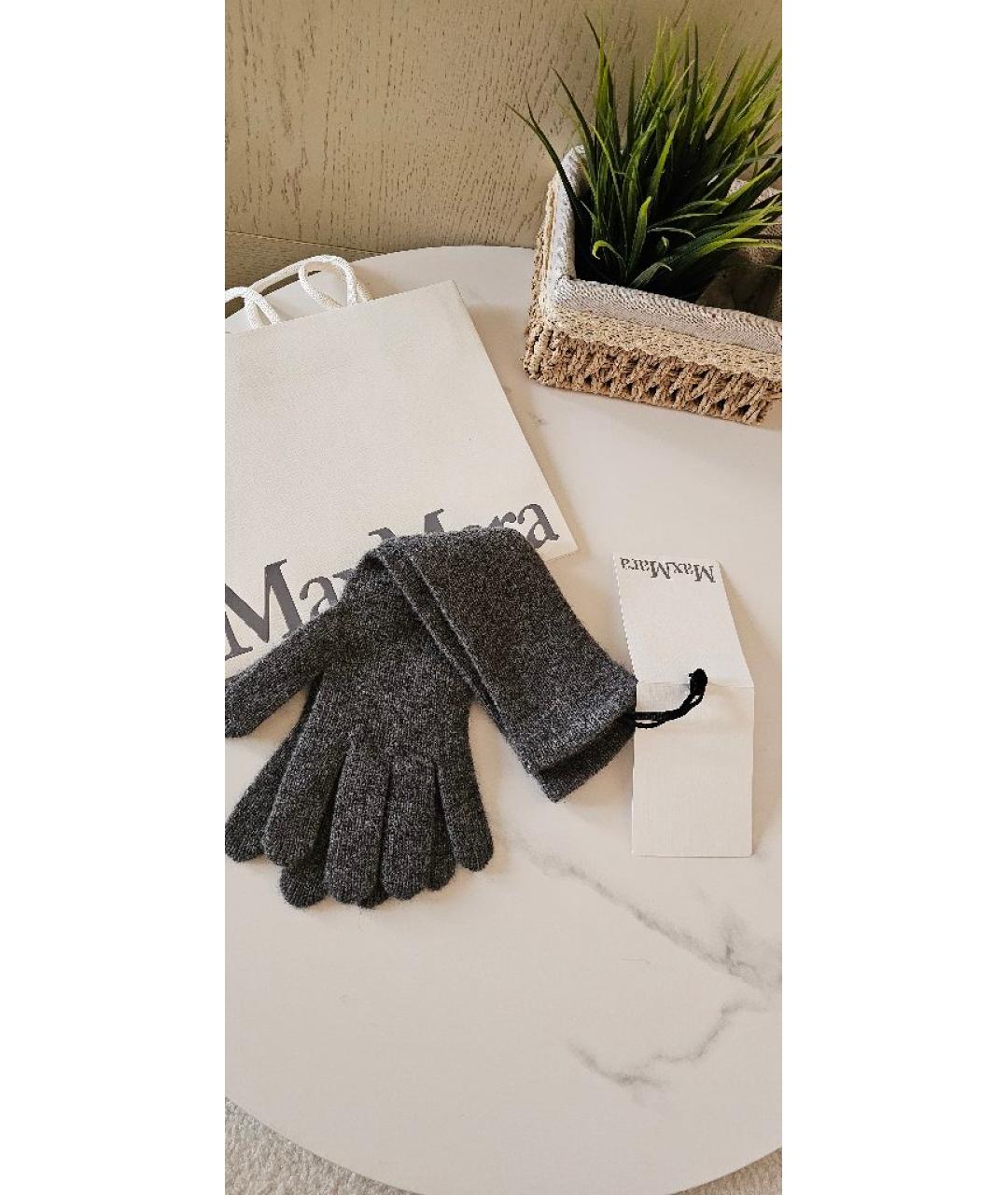 MAX MARA Антрацитовые кашемировые перчатки, фото 2