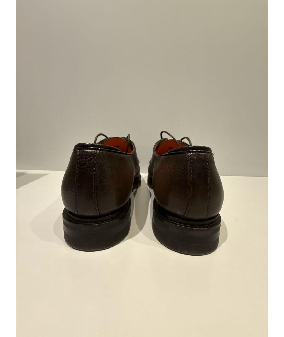 SANTONI Коричневые кожаные низкие ботинки, фото 4