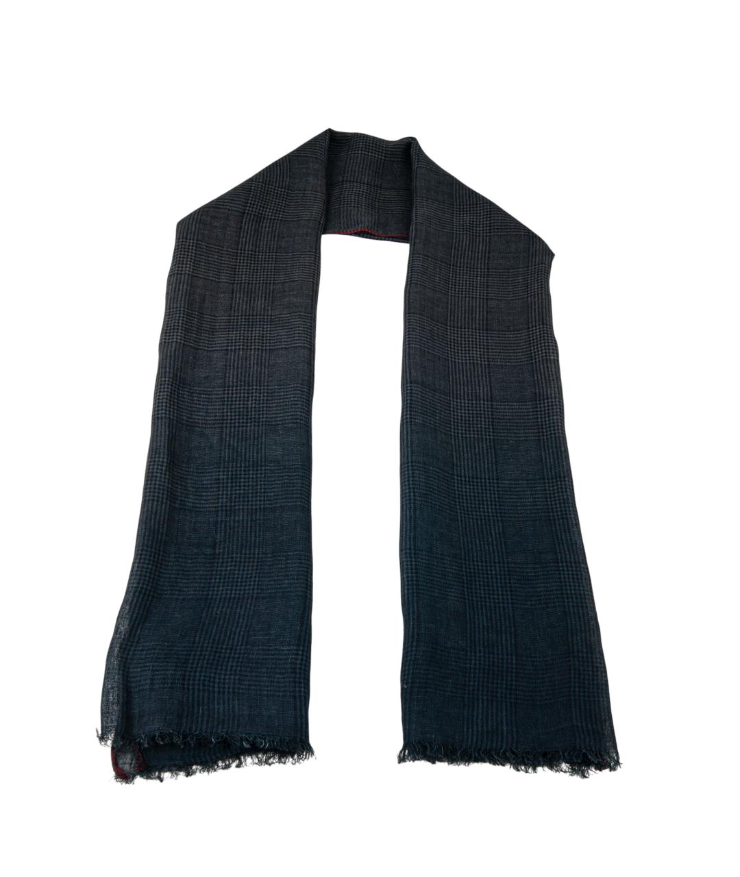 BRUNELLO CUCINELLI Темно-синий льняной шарф, фото 1